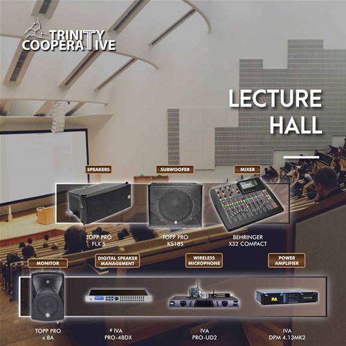 pa-sound-system-for-lecture-hall-in-education-institution-topp-pro-flx-5-ks18s-x-8a-iva-pro-ud2-dpm-413mk2-pro-48dx-behringer-x32-compact
